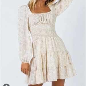 Princess Polly Beige Mini Long Sleeve Dress